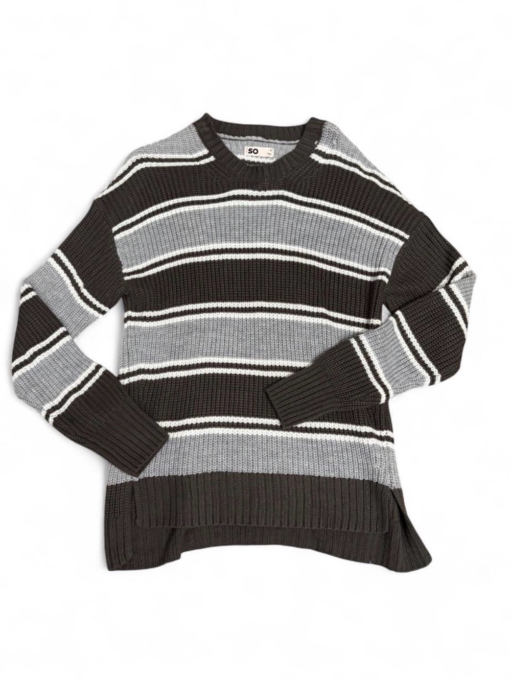 SO Gray and Black Striped Sweater